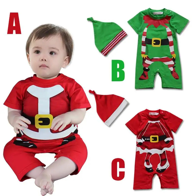 Рождественский подарок костюм для новорожденного 2017 детский красный зеленый
