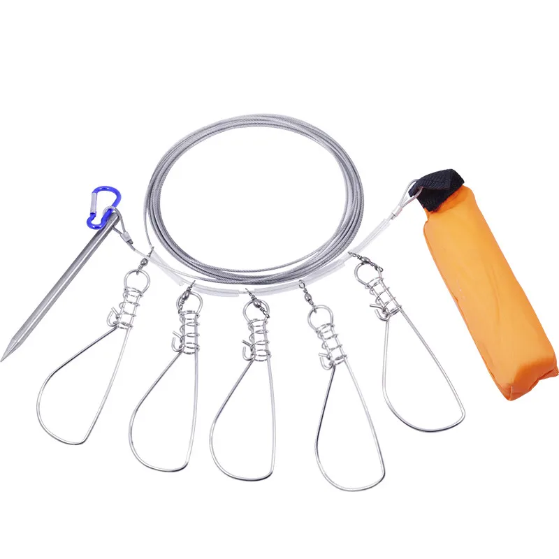 

Fishing Lock Buckle Portable Stainless Steel Wire Live Fish Lock Buckle Fishing Stringer Fish Buckle Tackle Gear Supplies