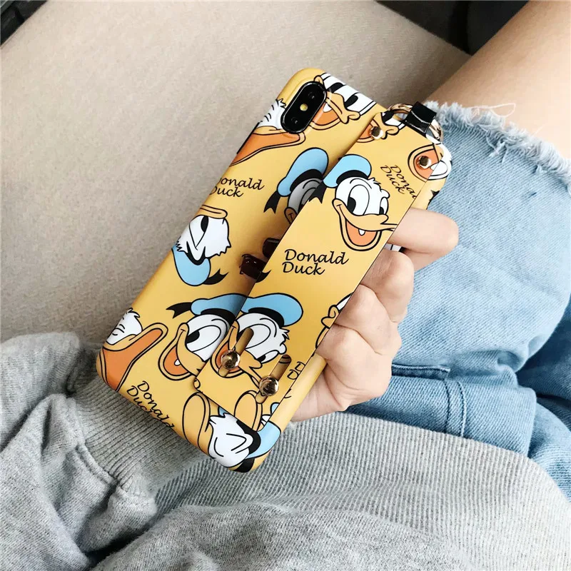 Чехол с милым мультяшным ремешком на запястье для iphone X XS XR XSMax Дональд Дак Микки