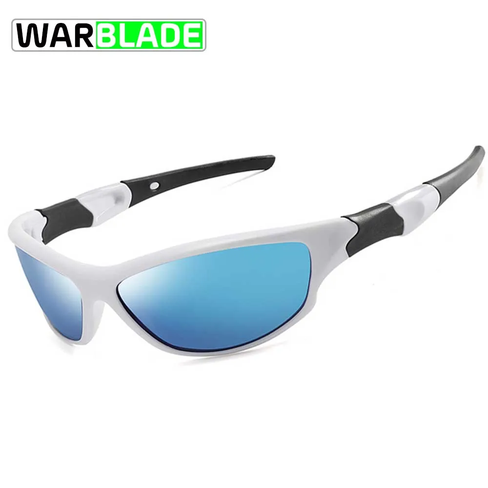 blue lens Мужские поляризованные солнцезащитные очки для рыбалки, походные очки, UV400, велосипедные очки, спортивные очки Occhiali Ciclismo WarBLade - Цвет: blue lens