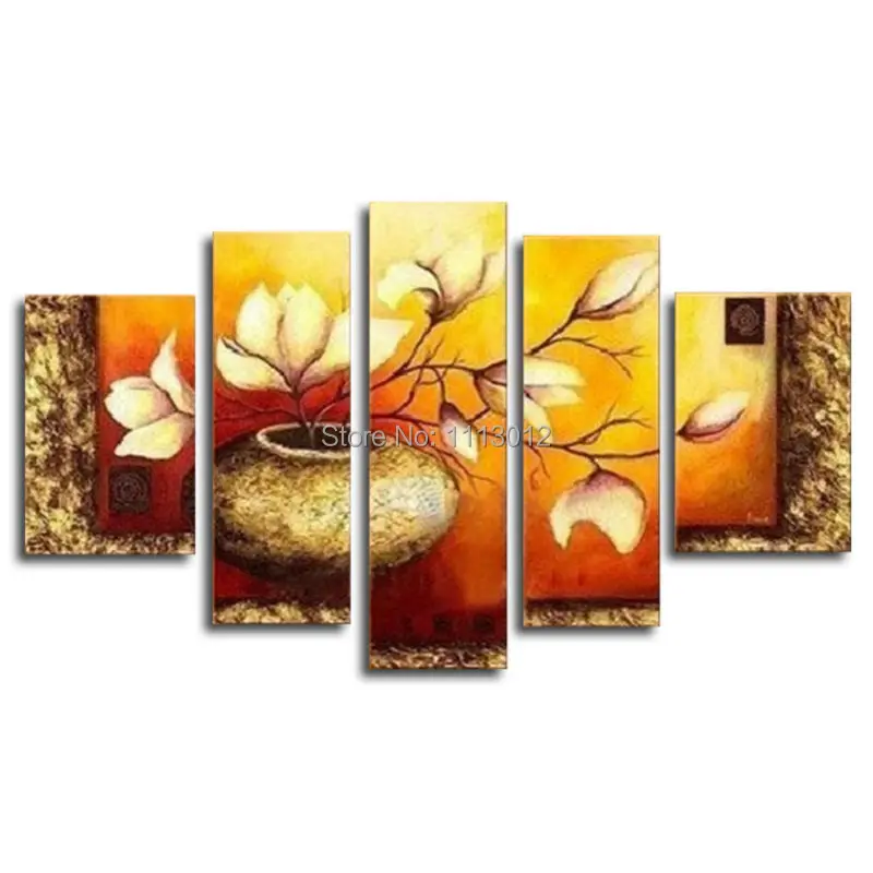 Горшок с золотыми цветами лилии картина маслом высокое качество набор из 5 шт. на