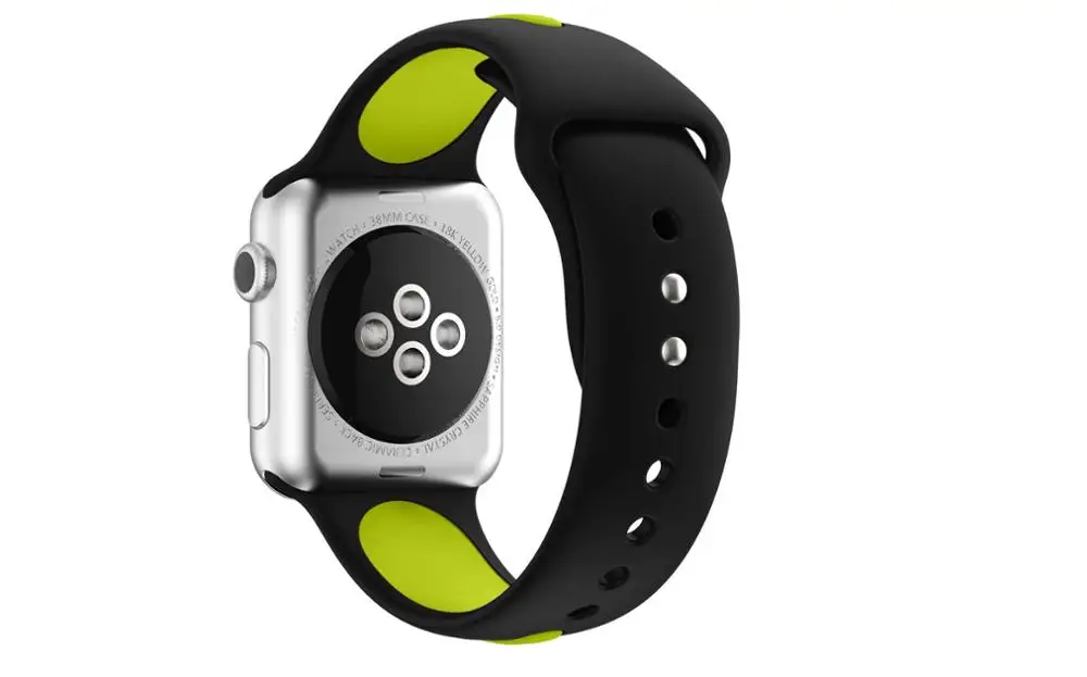 Спорт на открытом воздухе силиконовый для apple watch, ремешок 42 мм, 38 мм, 40 мм 44 Смарт ремешок для часов, браслет на запястье, ремешок для наручных часов iWatch серии 4/3/2/1 ремень - Цвет ремешка: Black lemon