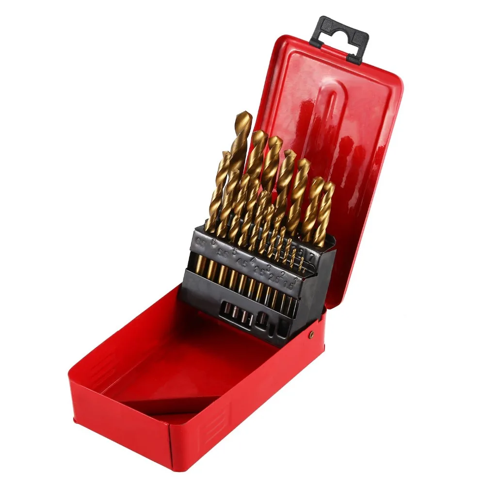 19 шт. набор сверл с титановым покрытием HSS Twist Drill Bit высококачественные