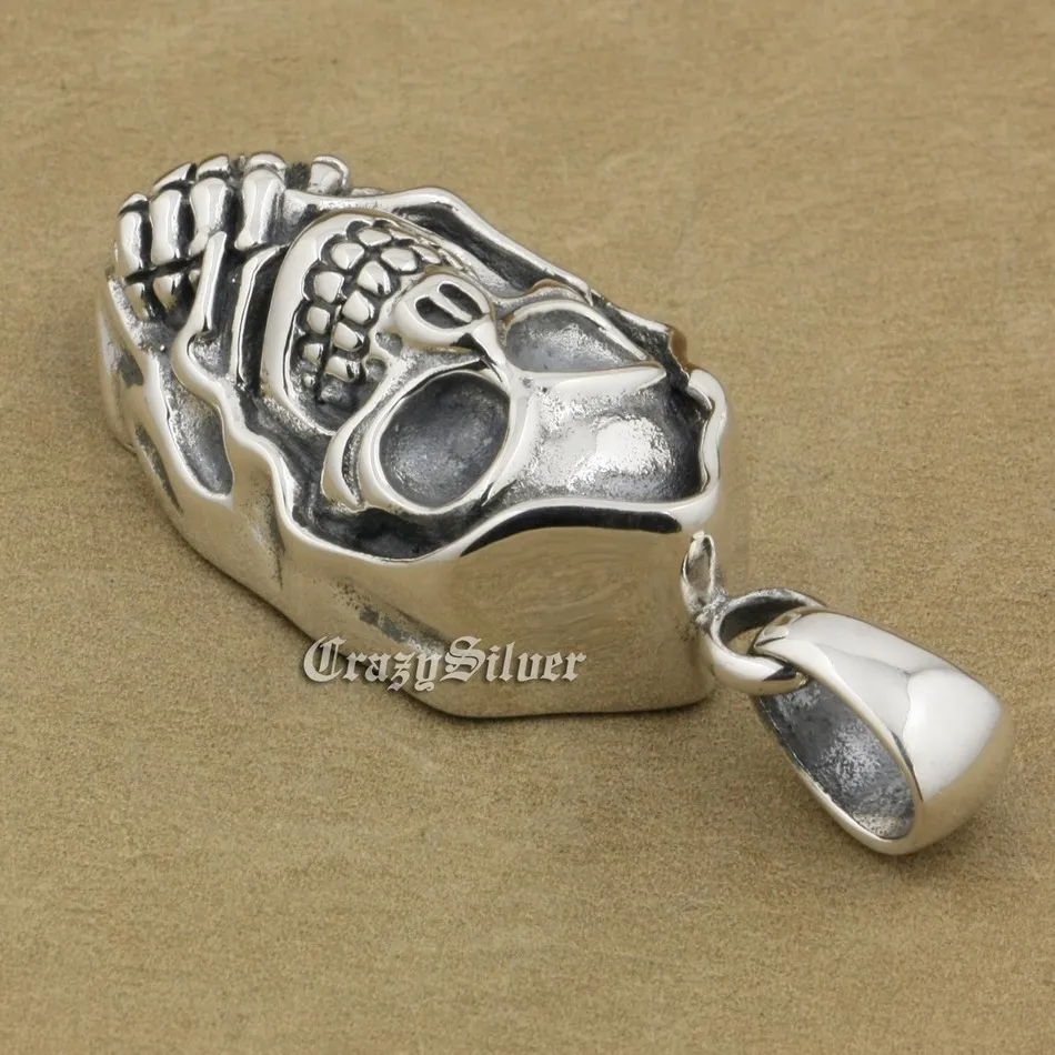 Huge 925 Sterling Silver Skull Mens Biker Rocker Punk Pendant 9V028 | Украшения и аксессуары