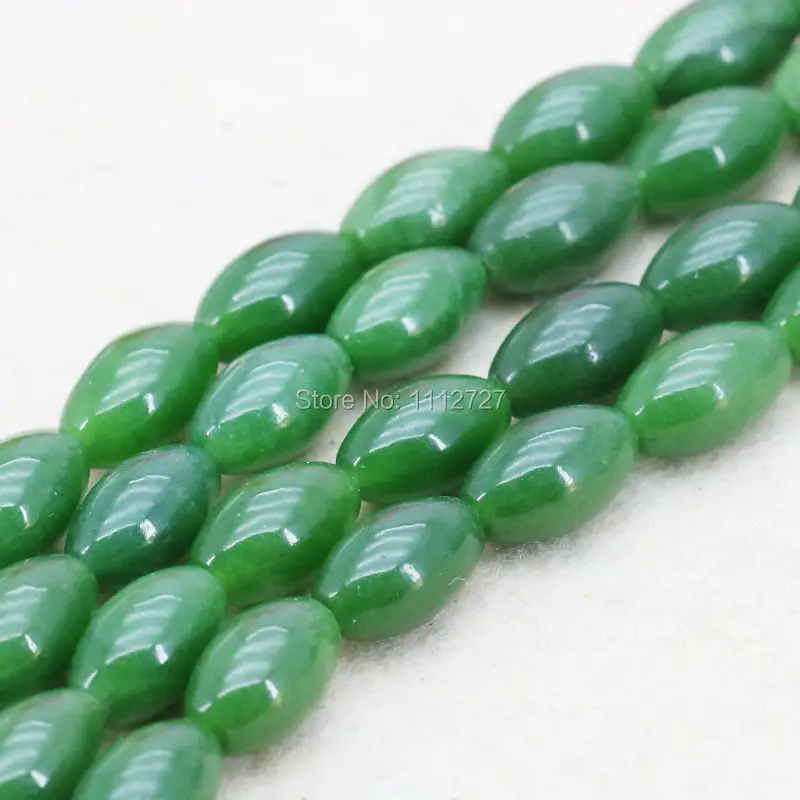 Fashion Green Malay Beads Rice Round DIY Loose Stones Balls Gifts Chalcedony 15inch Jewelry Making Wholesale Accessories 8x12mm | Украшения
