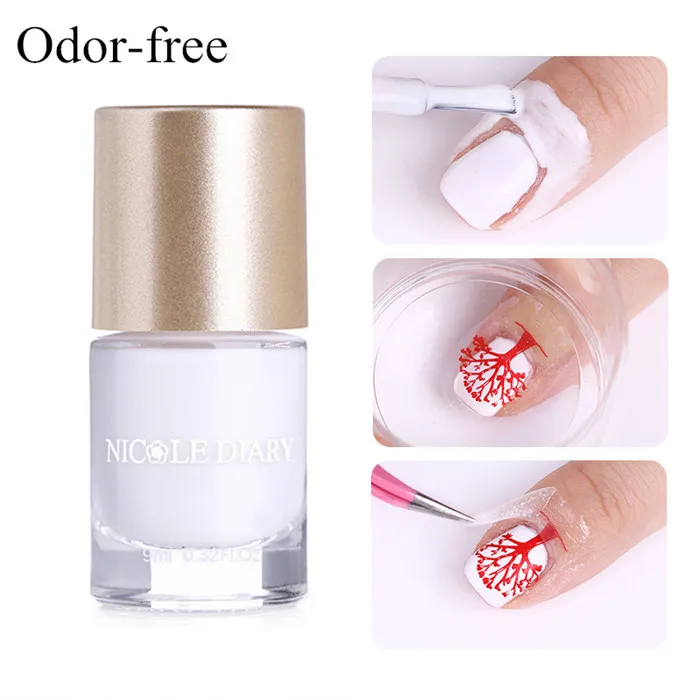 Peel Off Nail Latex NICOLE DIARY 9ml Nail Polish Chameleon Metallic Jelly Holographic Polish Shiny Flakies Sequins Manicure Nail Art Lacquer Varnish - Цвет: Peel Off Nail Latex