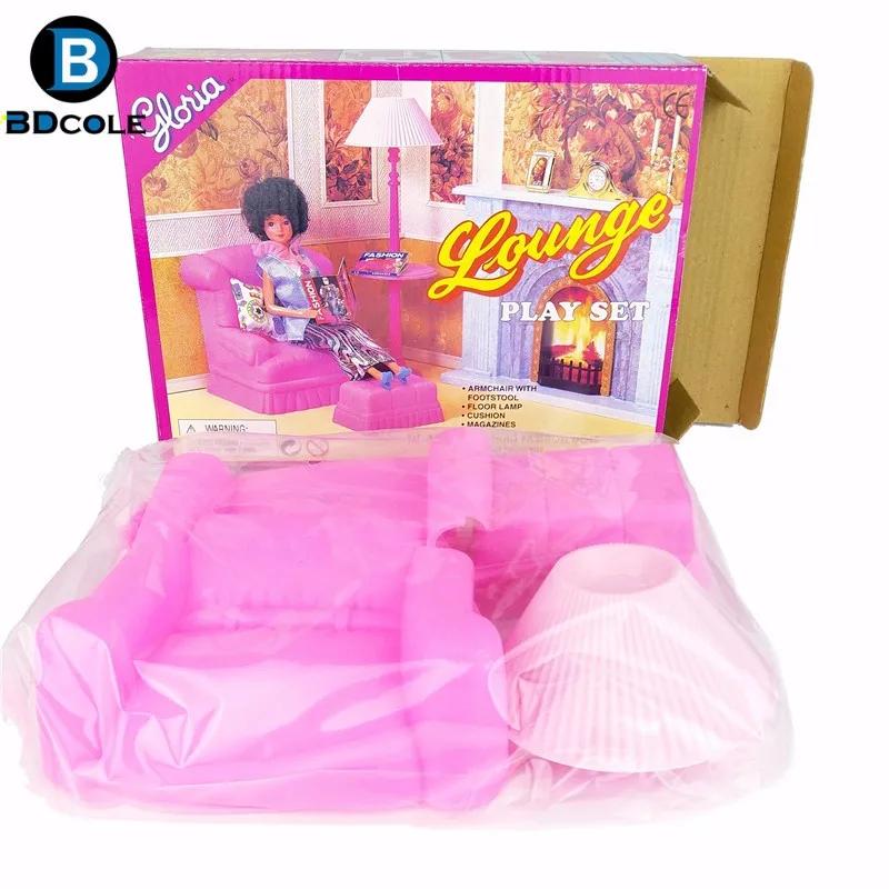 Lounge Play Набор в гостиной ролевые игры игрушки для кукольный домик Barbie включая диван вертикальная лампа подушка для ног