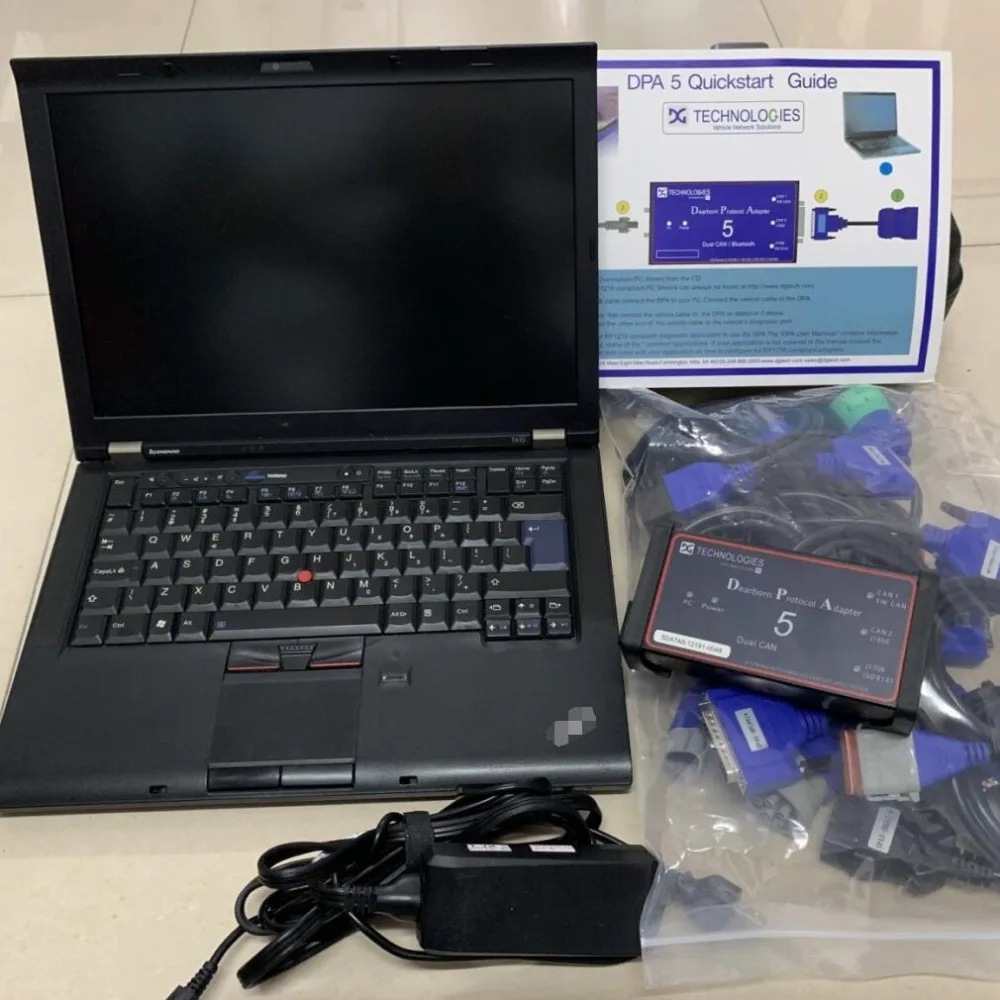 

2019 Heavy Duty Truck Diagnostic Repair Scanner & tool DPA5 Dearborn Protocol Adapter USB Link with Laptop T410 4G I5