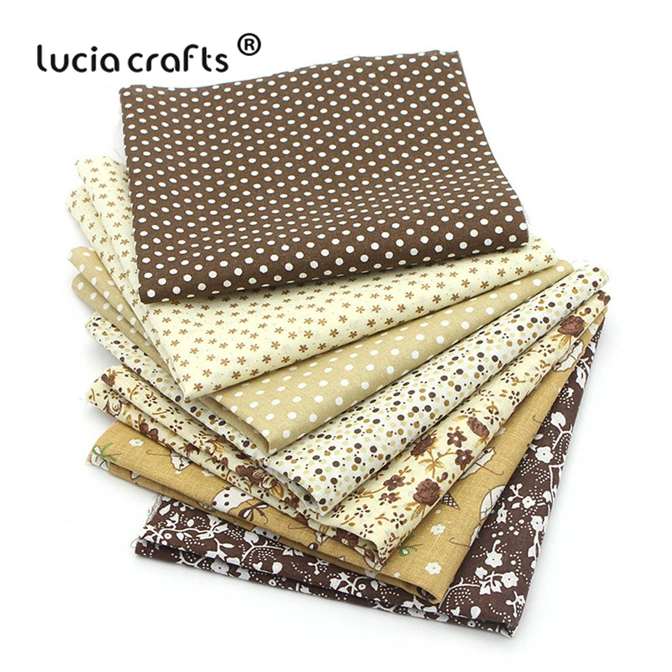 Lucia crafts, 7 шт./лот, 25*25 см, хлопковая ткань с принтом для рукоделия, куклы, ручная работа, шитье, Лоскутная Ткань, текстиль, ткань H0913