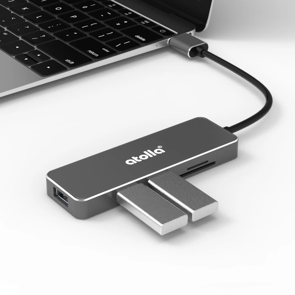 Atolla 3 порта USB 3,0 концентратор разветвитель портативный алюминиевый концентратор данных с SD TF кард-ридером Для iMac, MacBook или любых других USB устройств
