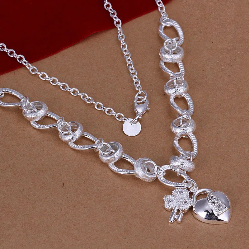 Free Shipping Accessory 925 Silver Necklaces &amp Pendants Fashion Jewelry Insets Heart Lock Necklace SN190 Gift For Wo | Украшения и
