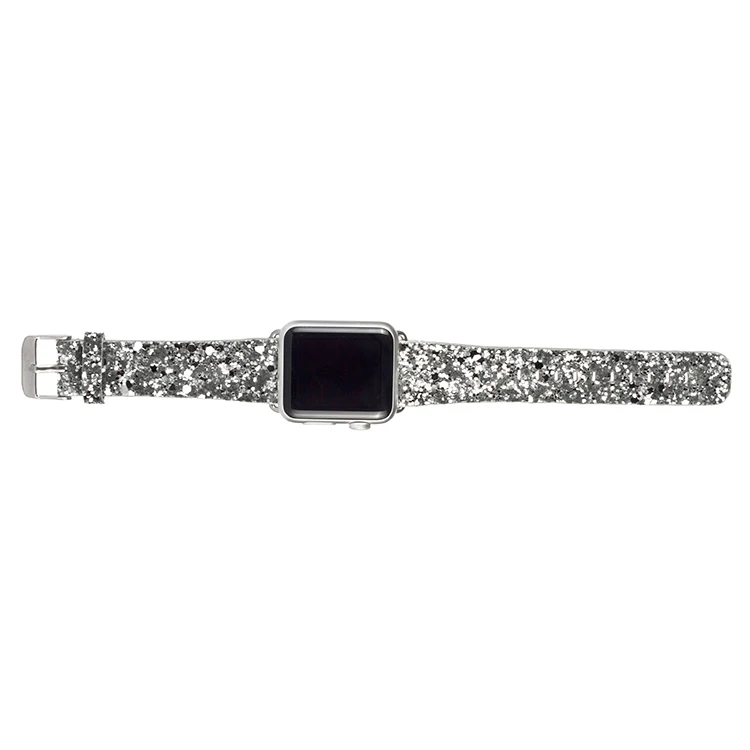 Рождество с блестками Мощность Кожа Bling наручных часов iWatch, ремешок для наручных часов Ремешок для наручных часов Apple Watch Series 5/4/3/2/1 38 мм 40 мм 42 44 мм