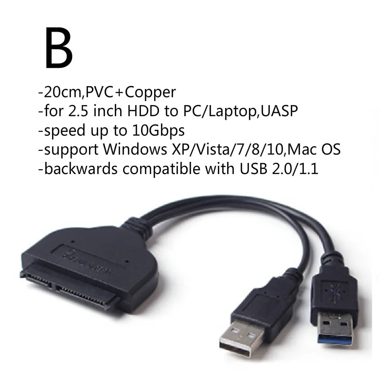 Мульти-Тип 50 см 20 SATA к USB Кабель-адаптер для 2 5 дюйма HDD SSD UASP 3 0 1 I II III |