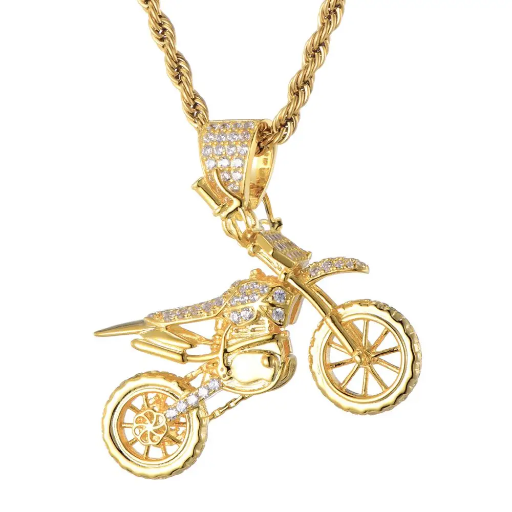 Хип хоп Полный AAA Iced Out Bling CZ кубический циркон медь крутые мотоциклетные подвески