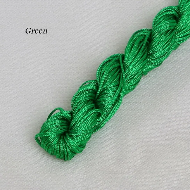 Green 1 мм x 24 м нейлоновый шнур, китайский узел, макраме, трещотка для изготовления ювелирных изделий, ожерелье, браслет, домашний текстиль, аксессуары, сделай сам - Цвет: Green