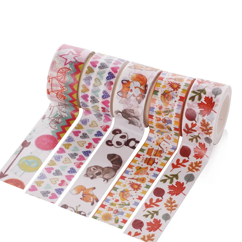 

1 PCS 21 Style 20mm*5m Decorative Color Can Be Tear-Free Trace Boxed Cartoon Stationery Washi Paper Masking Tape School Supplies