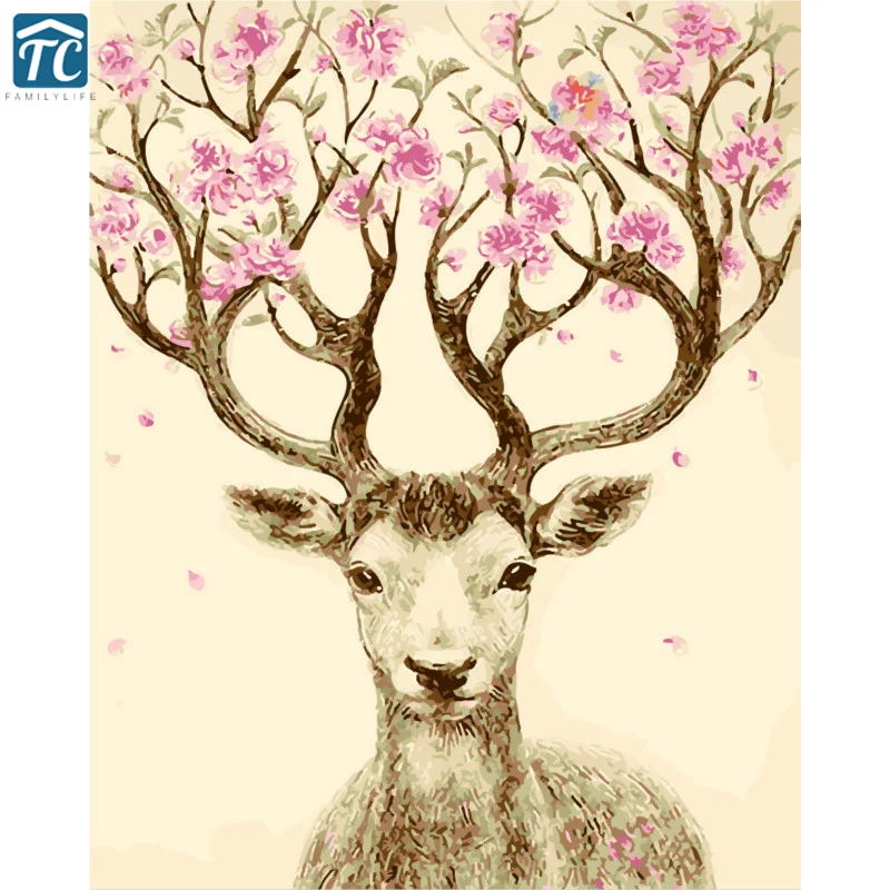Картина маслом романтизм олень Раскрашивание картинки Рисование настенные