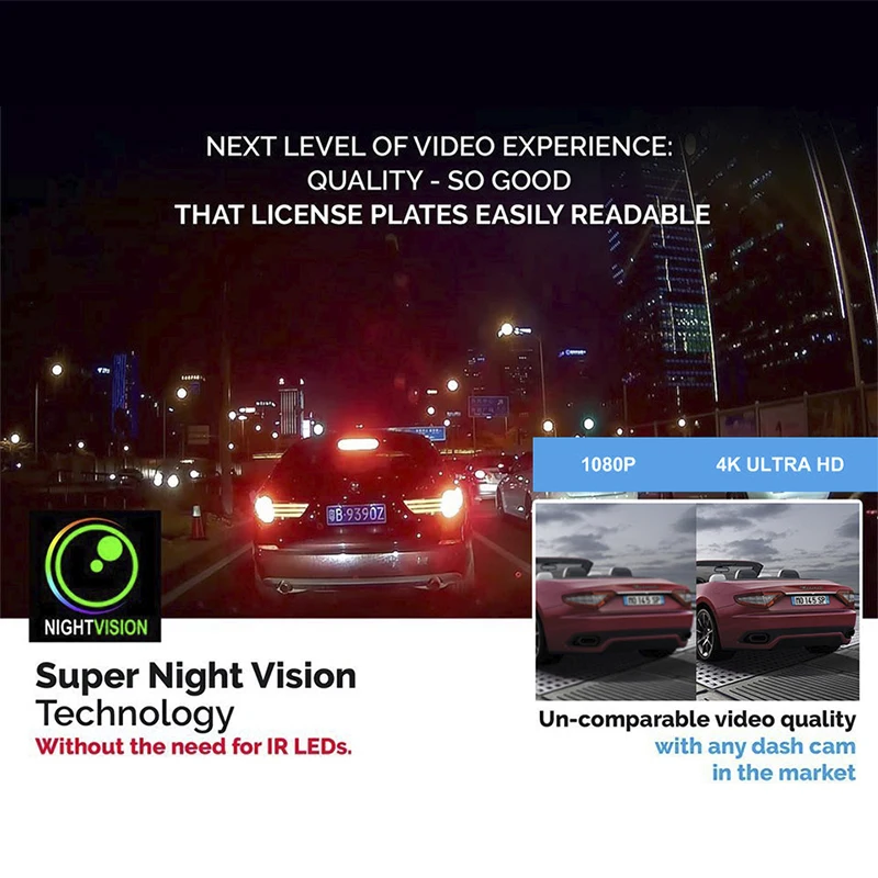 Автомобильный видеорегистратор AfmoDVR 4 K Dash Cam с двойным объективом wifi камера