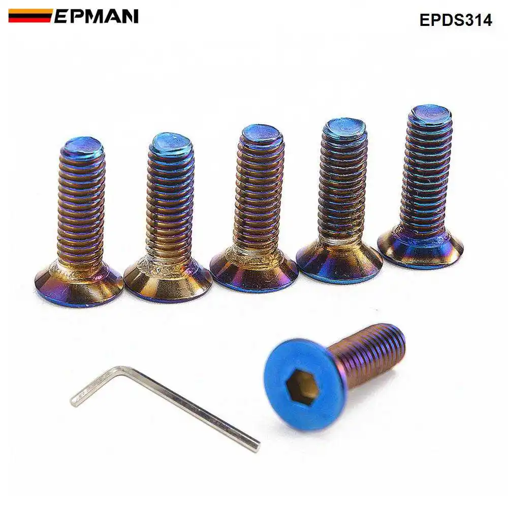 countersunk Epman 6 шт. сгоревший титановый(neoхром) m5x20 Комплект болтов для рулевого колеса в основном для рулевого колеса EPDS314 EPDS315 - Цвет: countersunk