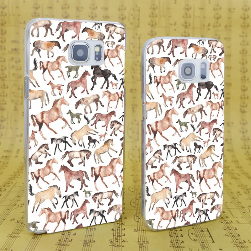 DREAM FOX B1712 Horses Ponies Equine Transparent Hard PC Case Cover For Samsung Galaxy S 4 5 6 7 8 Mini Edge Plus Note 3 |