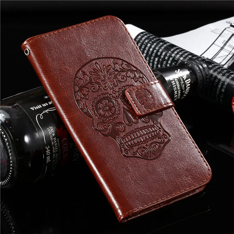 Skull Brown GUCOON тисненый Череп чехол с волком для Philips S386 5,0 дюймов защитный винтажный телефонный чехол Модный крутой чехол - Цвет: Skull Brown