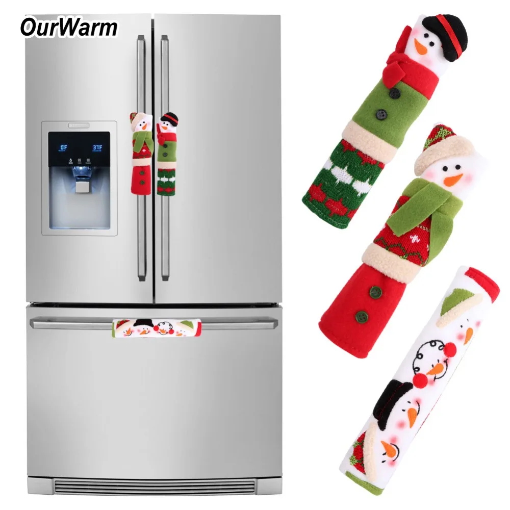 OurWarm 3 шт ручка холодильника Чехлы Рождество Микроволновая печь Посудомоечная
