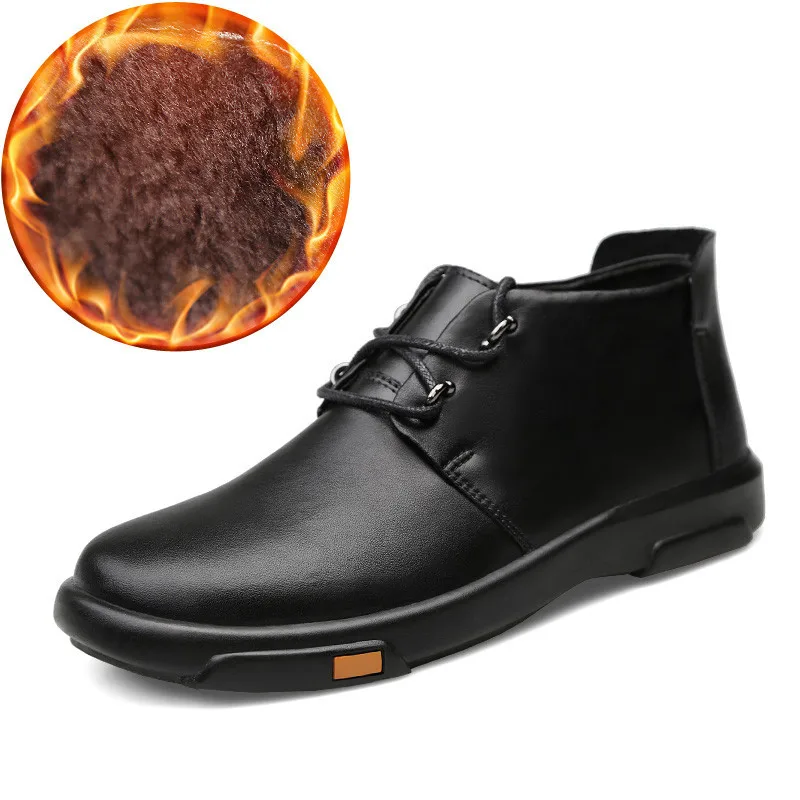 Autumn Winter Shoes Men Genuine Leather Boots Ankle Fashion Casual Footwear Lace Up Oxfords | Обувь