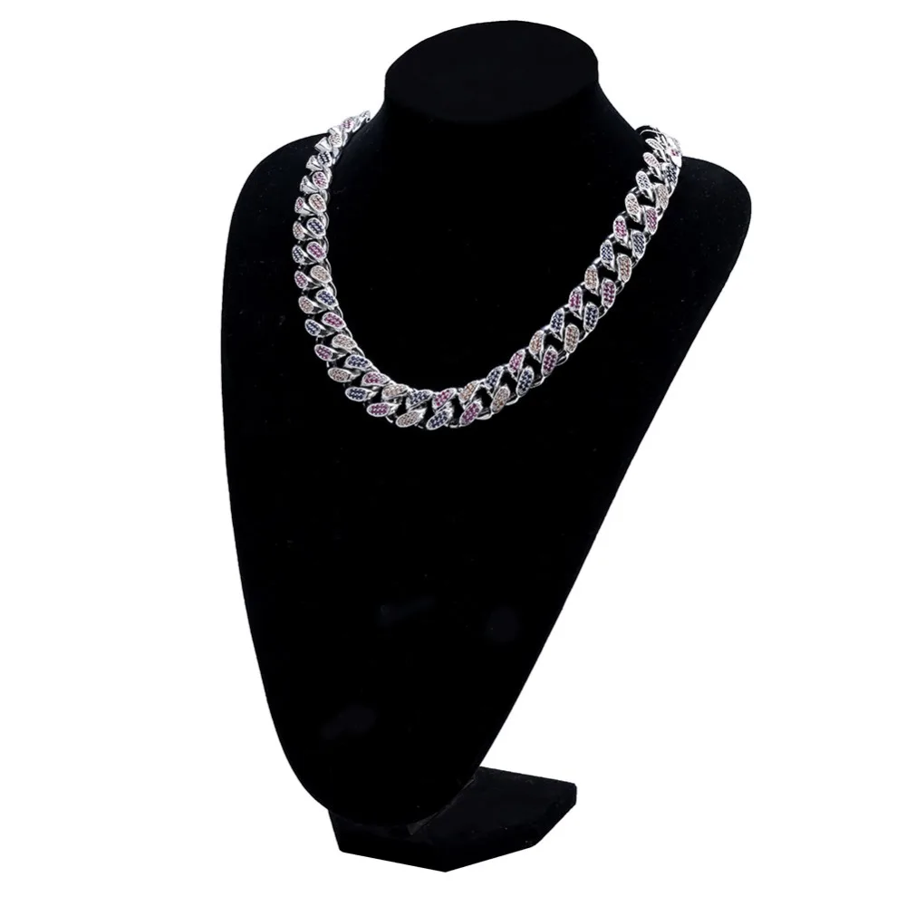 18 мм ширина 4 цвета персонализированные мужские кубинские цепи ожерелье Iced Out Bling AAA+ CZ камни хип хоп Золото Серебро Цвет цепи ювелирные изделия