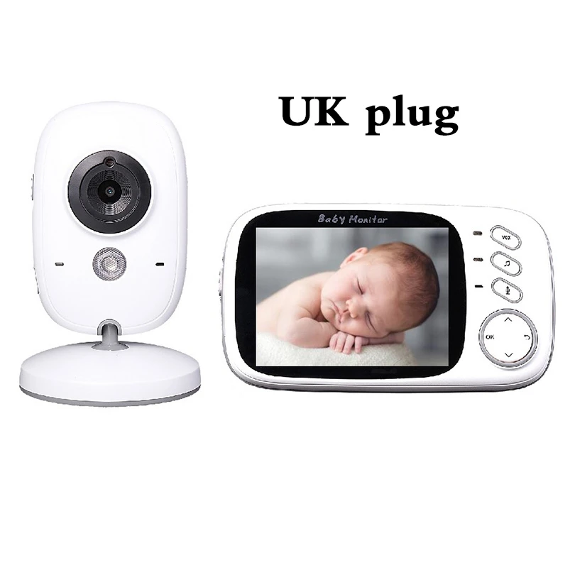 UK plug Wireless Video Color Baby Monitor with 3.2Inches LCD 2 Way Audio Talk Night Vision Surveillance Security Camera Babysitter - Цвет: UK plug