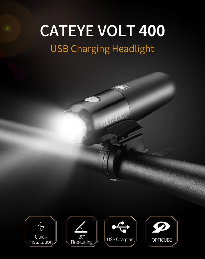 CATEYE, велосипедный светильник, портативный, светодиодный, передний светильник, 400 люмен, 5 режимов, велосипедный, MTB, головной светильник, велосипедный, зарядка через usb, светильник, Прямая поставка