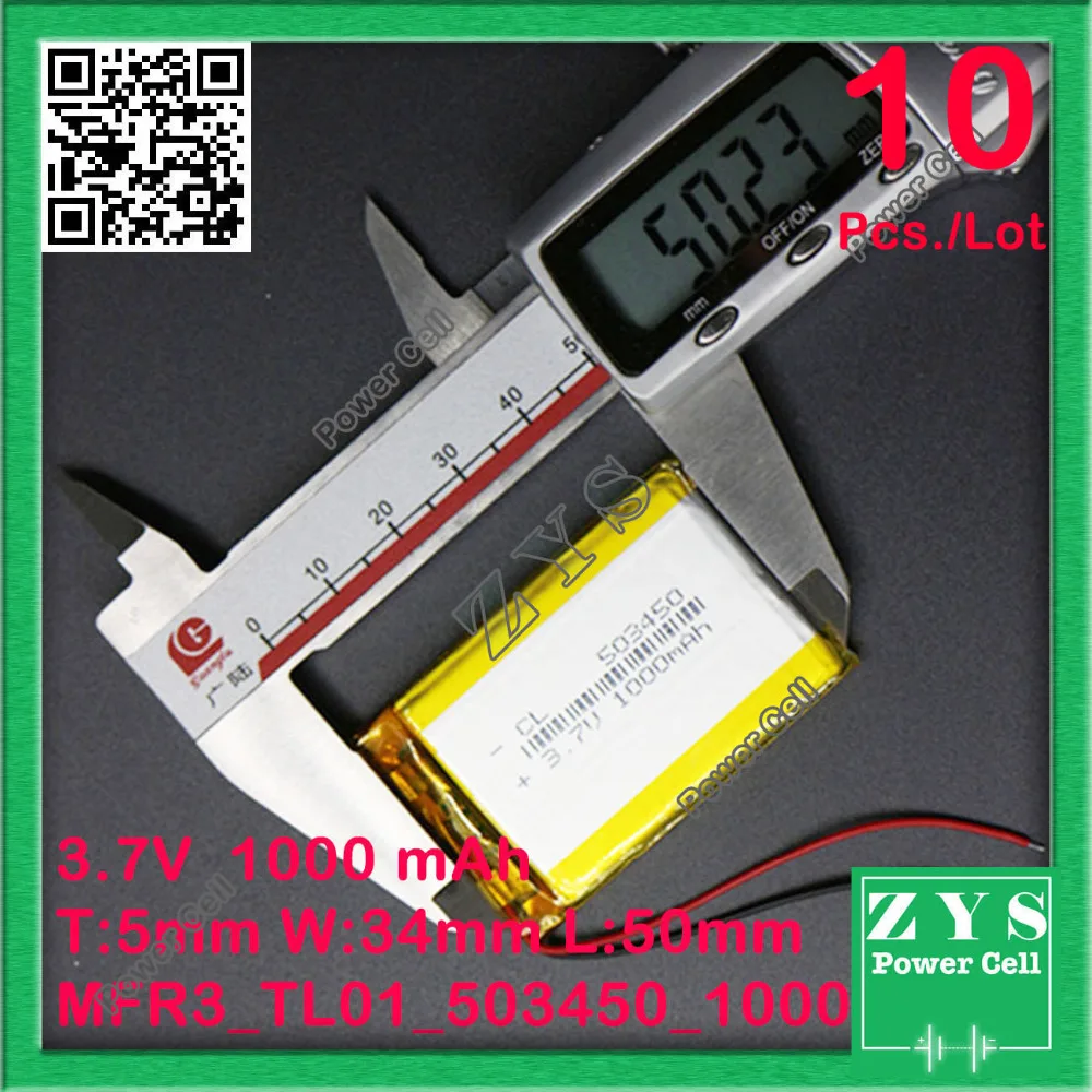 Safety Packing (Level 4) 10 pcs./Lot SD503450 3.7V 1000mah Li-ion Rechargeable Battery 5x34x50mm | Компьютеры и офис