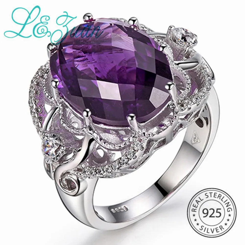 L& zuan 9.22ct кольцо с натуральным аметистом для Для женщин Серебро 925 пробы изысканное украшение на свадьбу свадебный Праздничная бижутерия с кольцами подарки