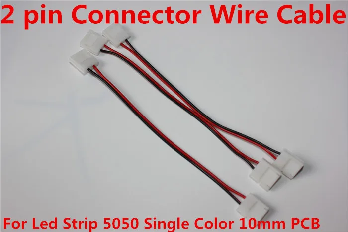 10 pcs15cm 2 pins Connector Wire Cable For Led Strip 5050 5630 5730 Single Color 10mm PCB led de 12V conectores
