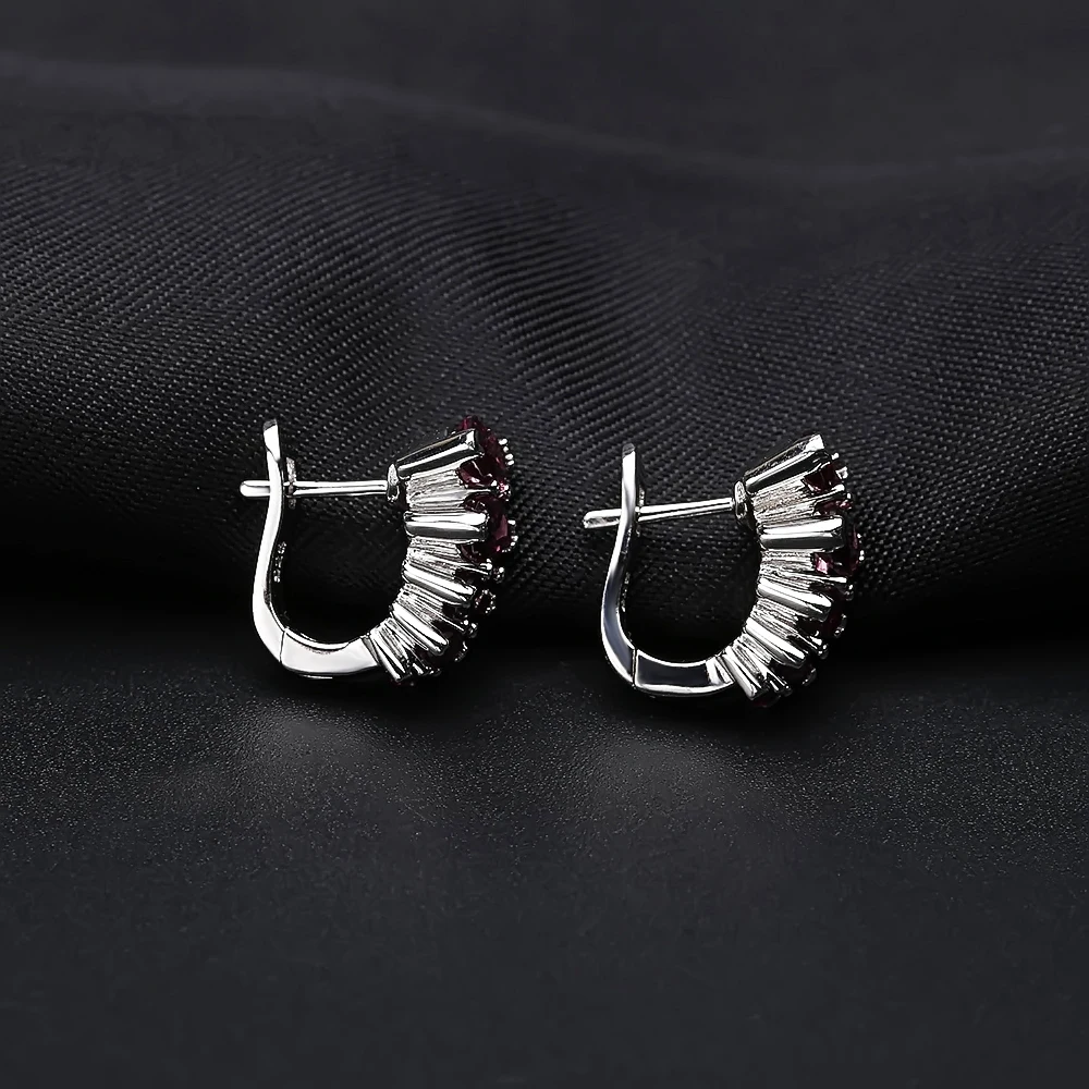 GEM'S BALLET Fashion Women Natural Rhodolite Garnet Earrings Ring Set 925 Sterling Silver Gemstone Jewelry Gift Fine | Украшения и