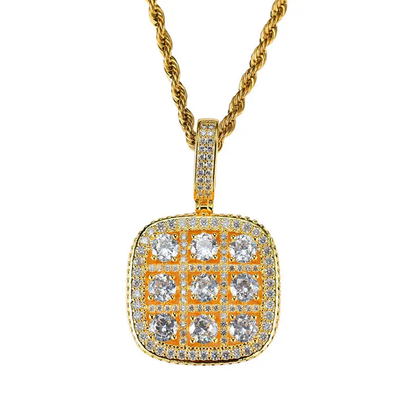 Кулон Bling в стиле хип хоп судоку медное микро паве с цирконом ААА ожерелье