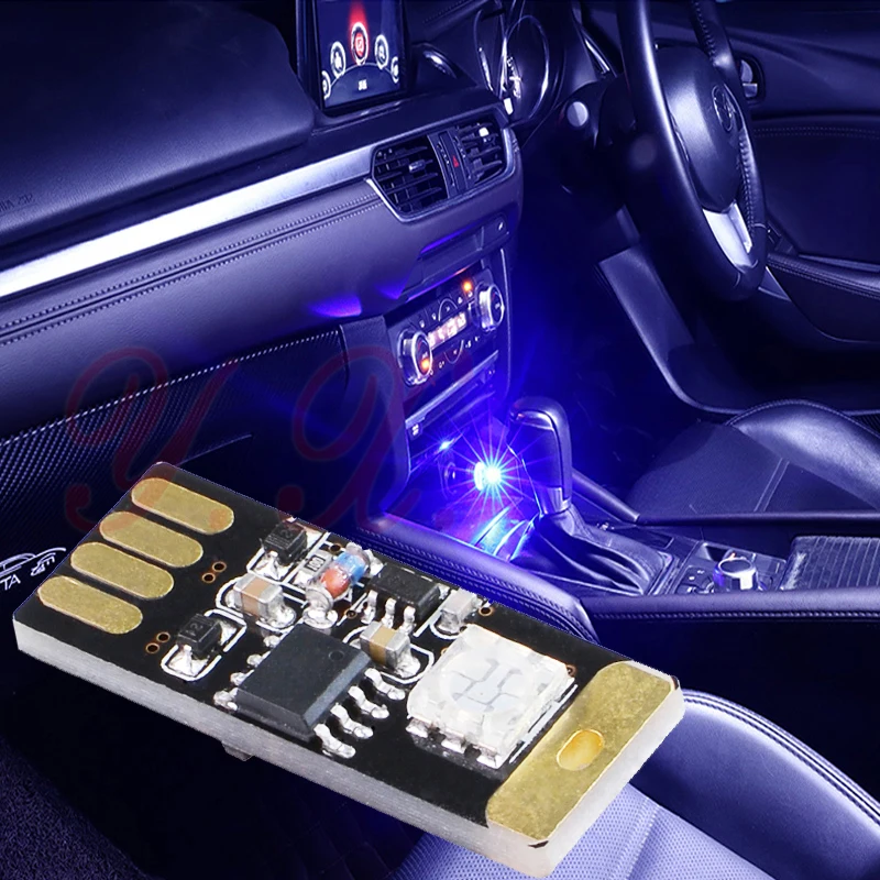 

2PCS Car Interior Atmosphere Lights Decorative Lamp USB RGB Color Music Led Sound Control Induction Led Mood Light