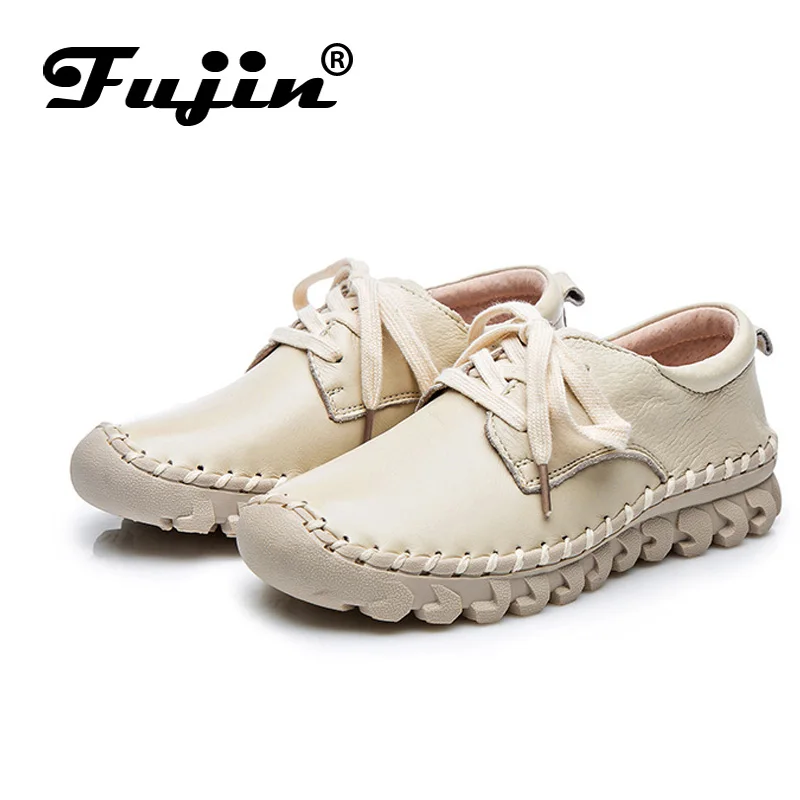 Fujin/брендовые мягкие женские лоферы из натуральной кожи на плоской подошве