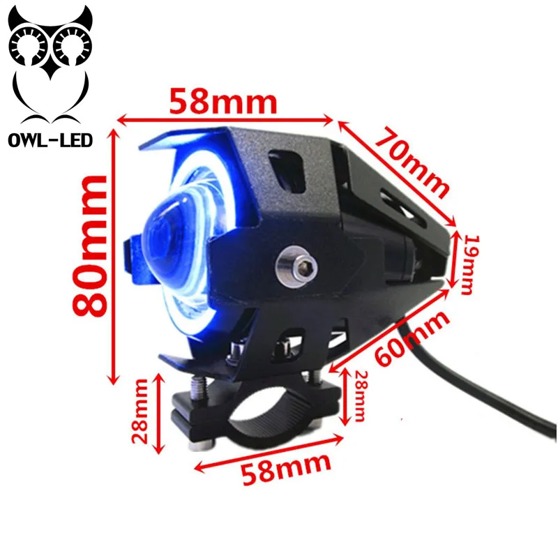 2 шт. 125 Вт мото rcycle головной светильник W/Angel Eye Devil 3000LM Moto Точечный U7 LED для вождения