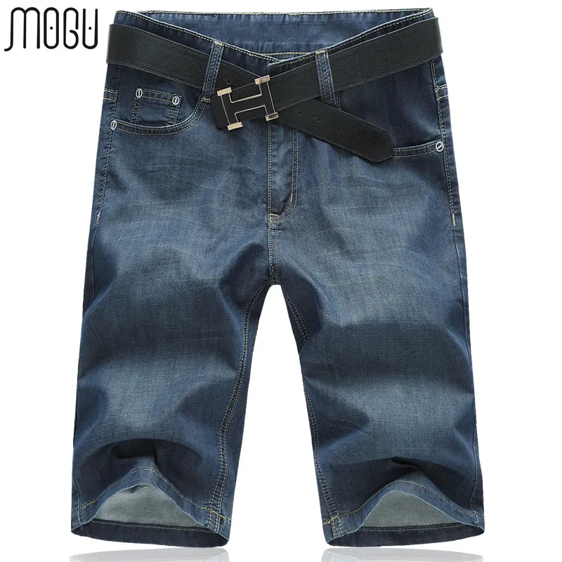 Джинсовые шорты MOGU мужские до колен модные однотонные повседневные короткие
