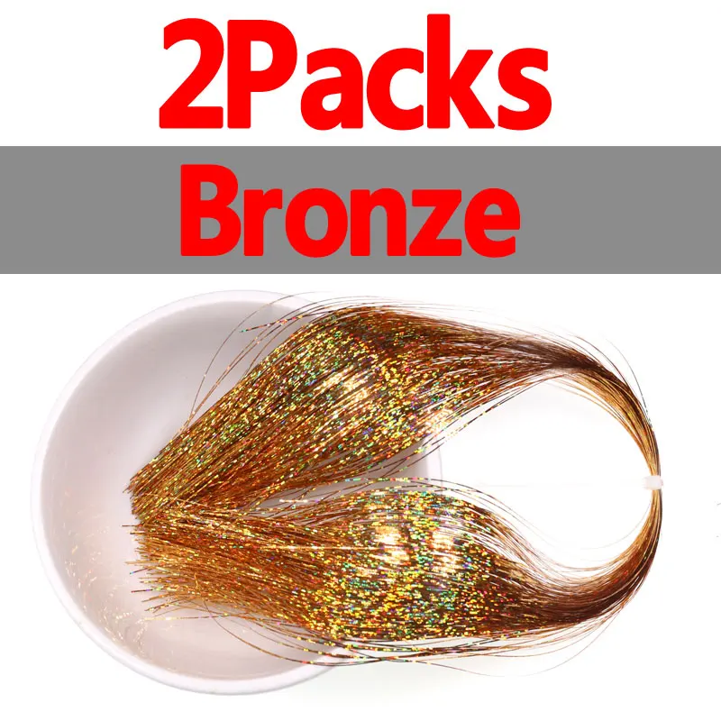 Bronze 2Packs Wifreo 2 упаковки Flashabou голографическая плоская мишура вспышка для ловли нахлыстом приманка с крючками материал для изготовления золотого, Серебряного и красного цветов - Цвет: Bronze 2Packs