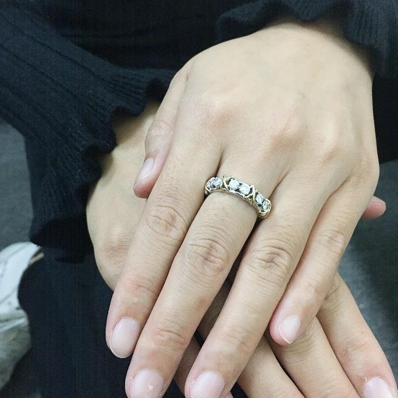 1 6 CTW карат Лаборатория Grown DF Moissanite Enternity Full Band Solid 14 К желтого белого золота
