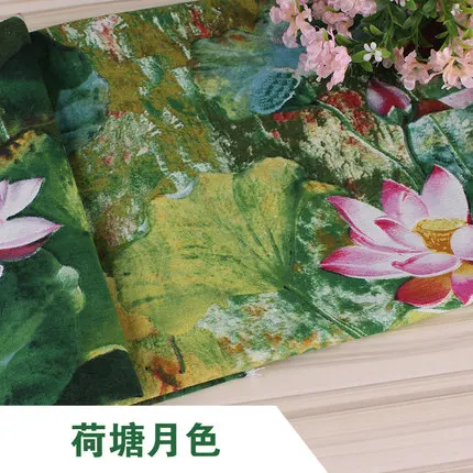 Lotus Хлопковое полотно на метр ткань tissu 145*100 см Этническая винтажная одежда для шитья с цветочным принтом материал для лоскутных трикотажные ткани - Цвет: Lotus