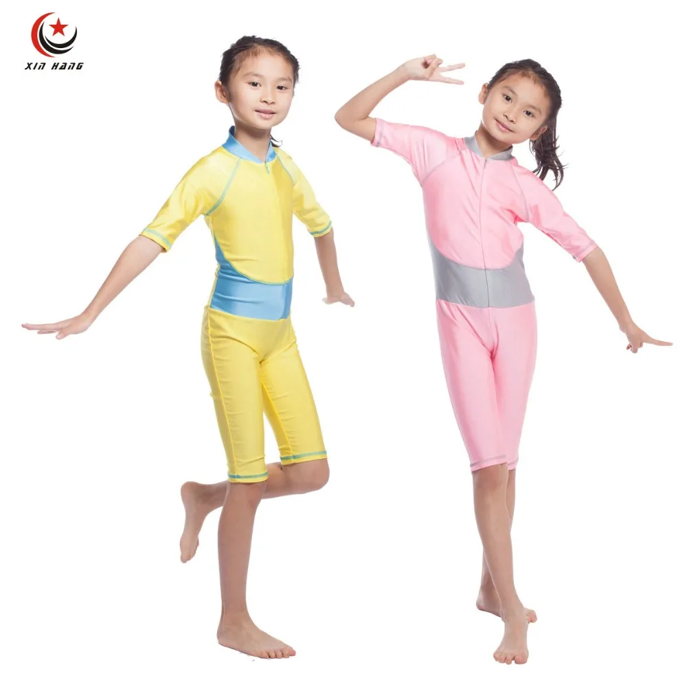 Купальник для девочек детский слитный с коротким рукавом|burkini| |