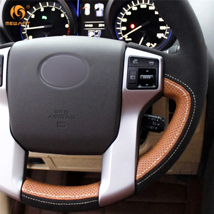 Для Toyota Land Cruiser Prado 2010- Tundra 2013- Tacoma 2011- Натуральная кожа Чехлы рулевого колеса автомобиля аксессуары