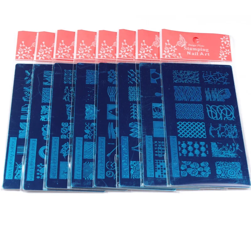 

16 шт. новых Дизайнов! Finger Angel серии изображения пластина для стемпинга для нейл-арта 6X12CM Размеры снимает Гель-лак искусство шаблон Opp упаковк...