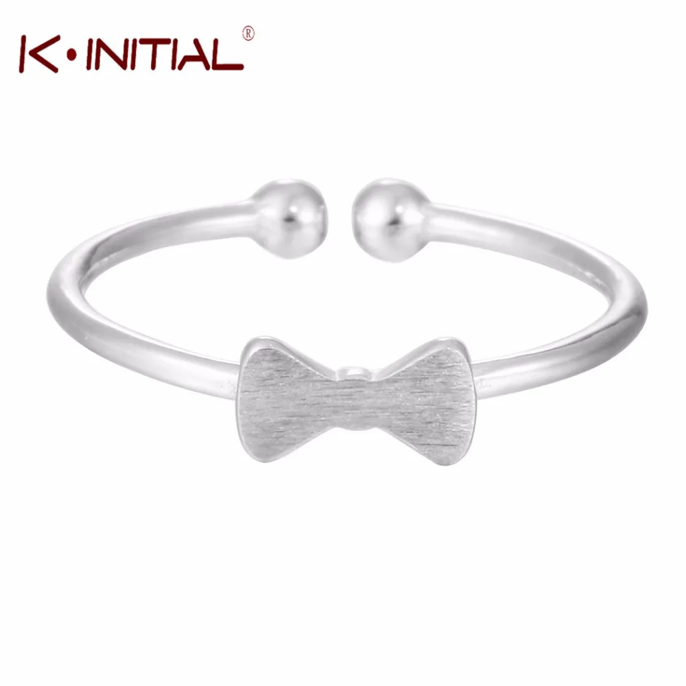 Kinitial 925 стерлингов Серебряные кольца открытым бантом кольцо для Для женщин Обувь