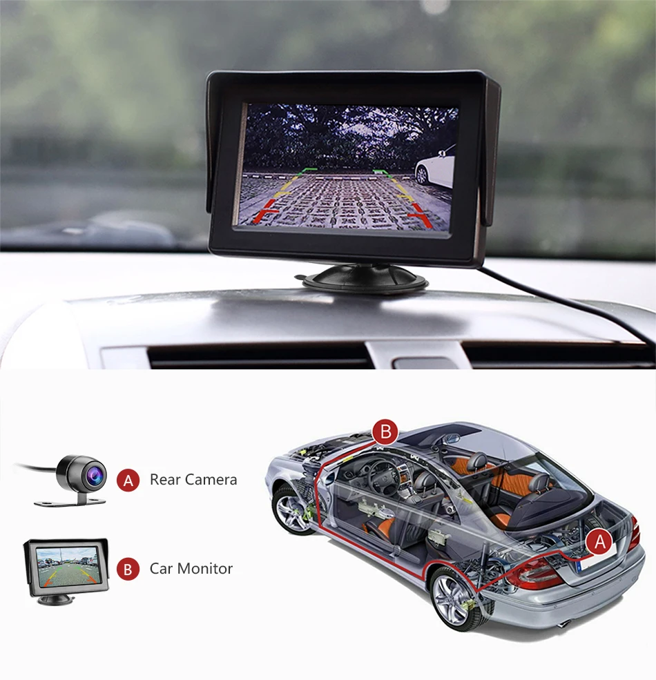 Jansite 4," автомобильные мониторы TFT lcd монитор заднего вида для парковки система заднего вида для резервного копирования камера заднего вида Поддержка DVD авто тв