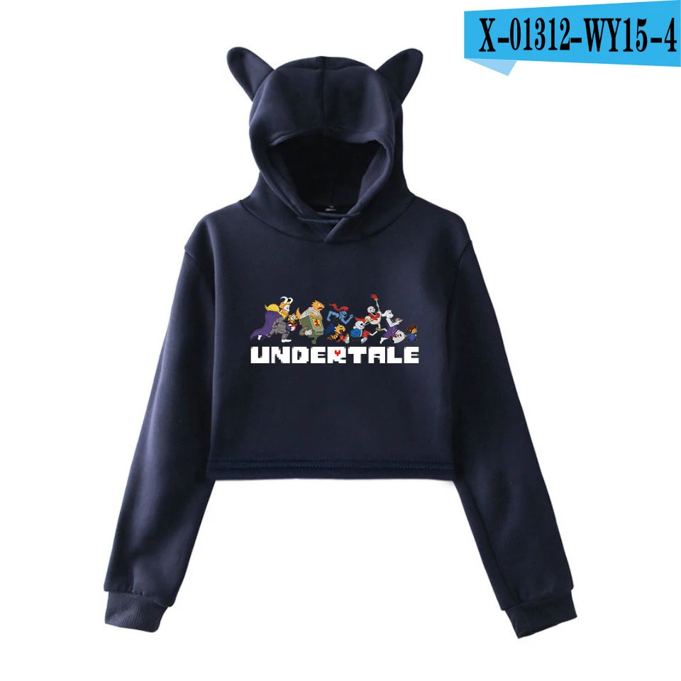 Undertale Sans мультфильм толстовка пуловеры для женщин корейский стиль Kpop худи с кошачьими ушами Повседневная Осенняя Толстовка с длинным рукавом для женщин - Цвет: K