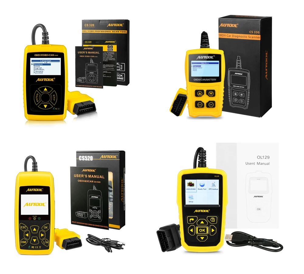 AUTOOL автомобильной OBD2 сканер штрих кода автомобиля прозрачный OBD 2 II кодов тестер
