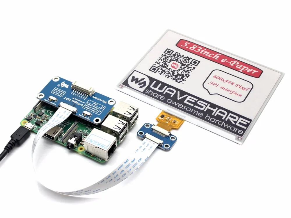 5,83 дюймов e-paper HAT(B) 600x448, 5,83 дюймов E-Ink дисплей HAT для Raspberry Pi, красный/черный/белый трехцветный e-paper HAT(B